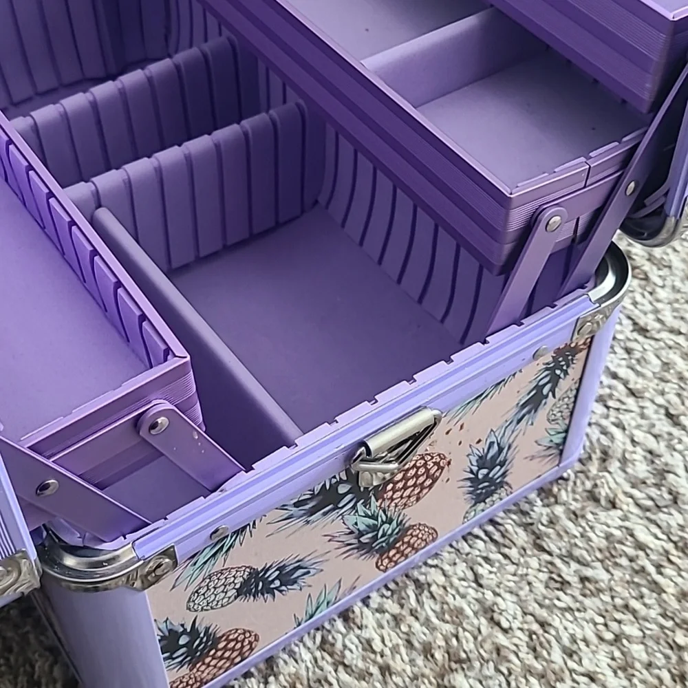 Sephora Limited Edition Pineapple Print Makeup Train Case - Lavender Trim